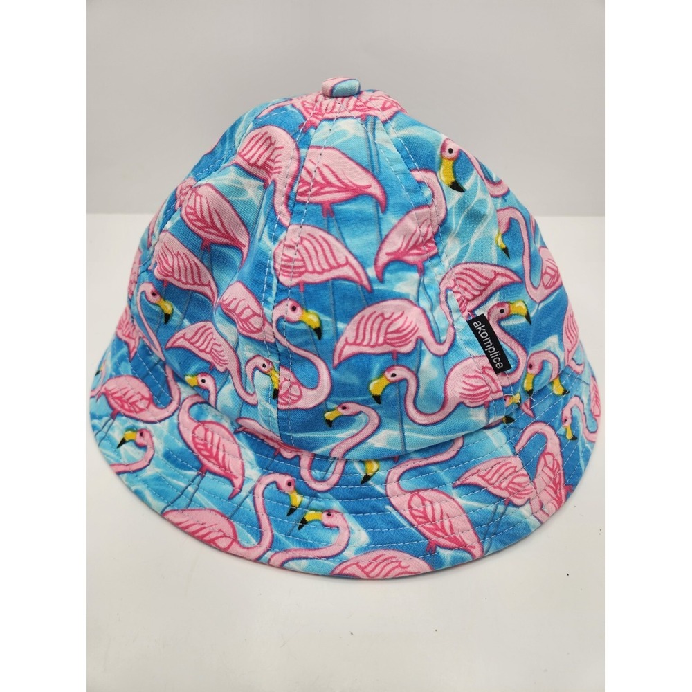 Akomplice Summer Bucket Hat Pink And Blue Flamingo Design Made in USA‎